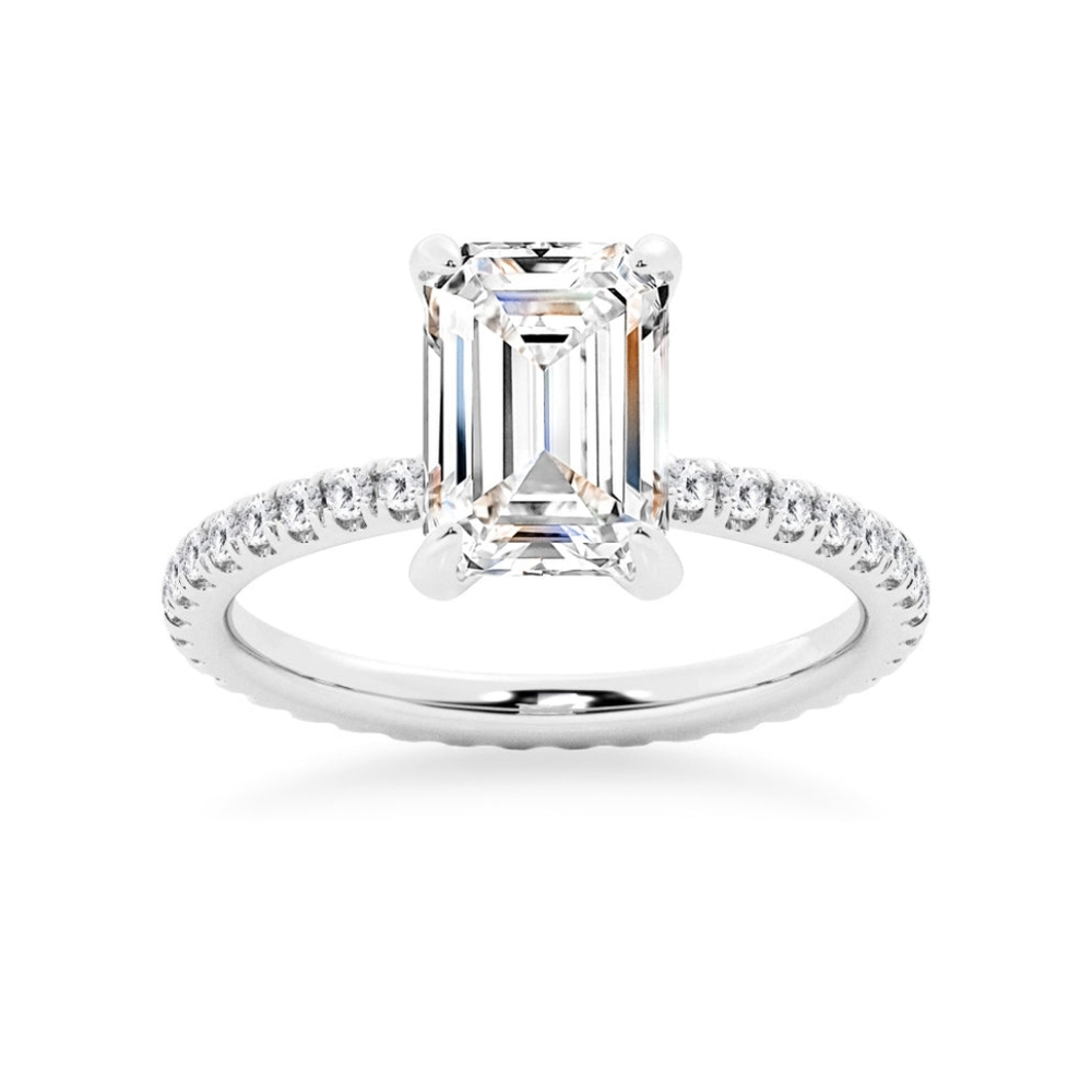 Certified 2ct. Emerald Moissanite Engagement Ring
